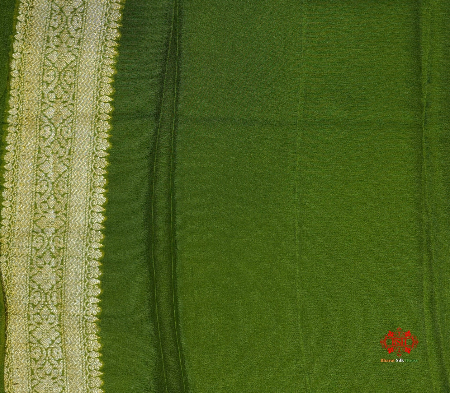 Shade Of Green Pure Chiffon Reshmi Meena Zari Pure Banarasi Silk Saree - Bharat Silk House Chiffon Sarees