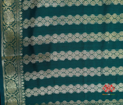 Shade Of Green Pure Chiniya Silk Saree With Meena Floral Booti - Bharat Silk House Chiniya Saree