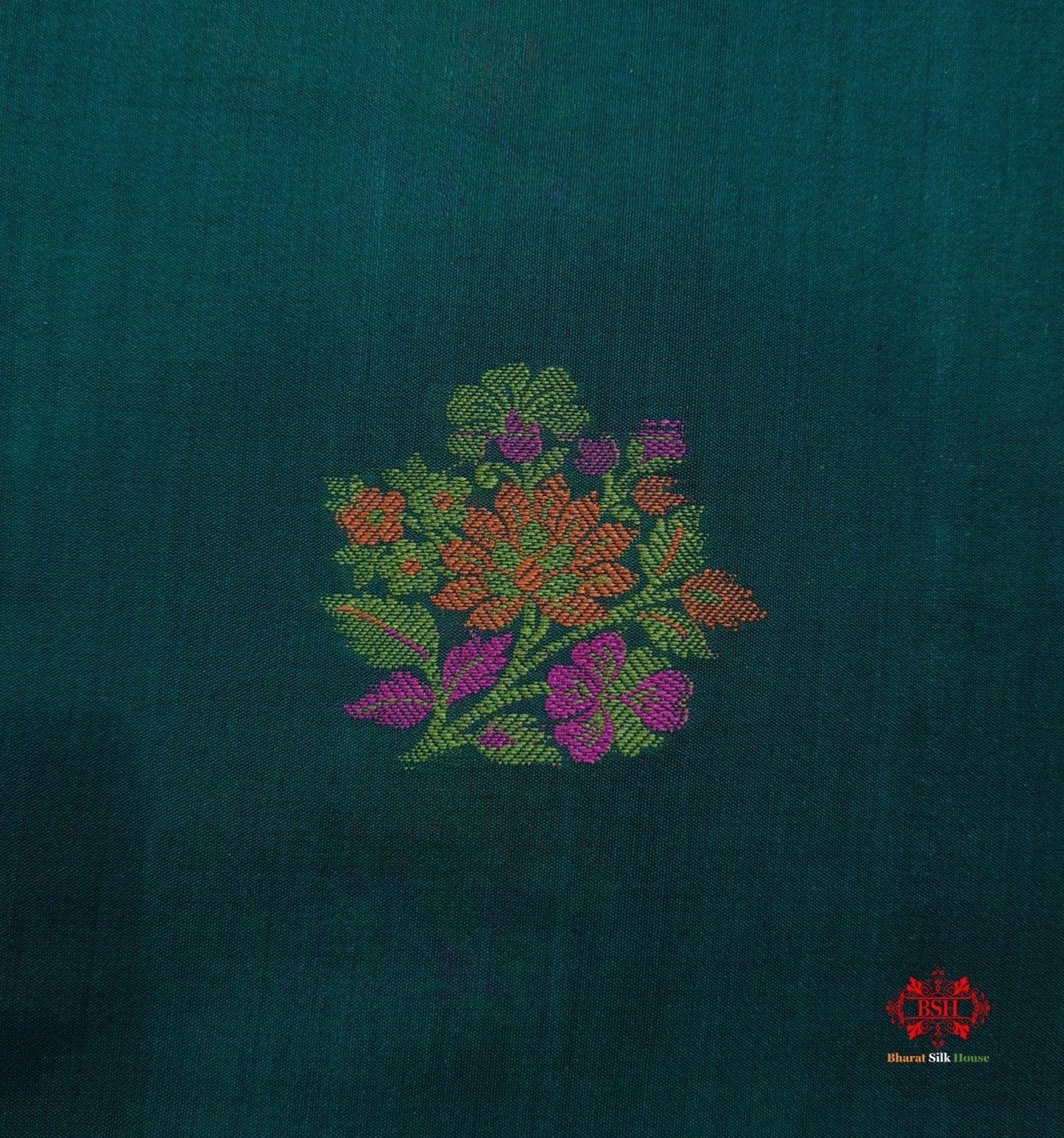 Shade Of Green Pure Chiniya Silk Saree With Meena Floral Booti - Bharat Silk House Chiniya Saree