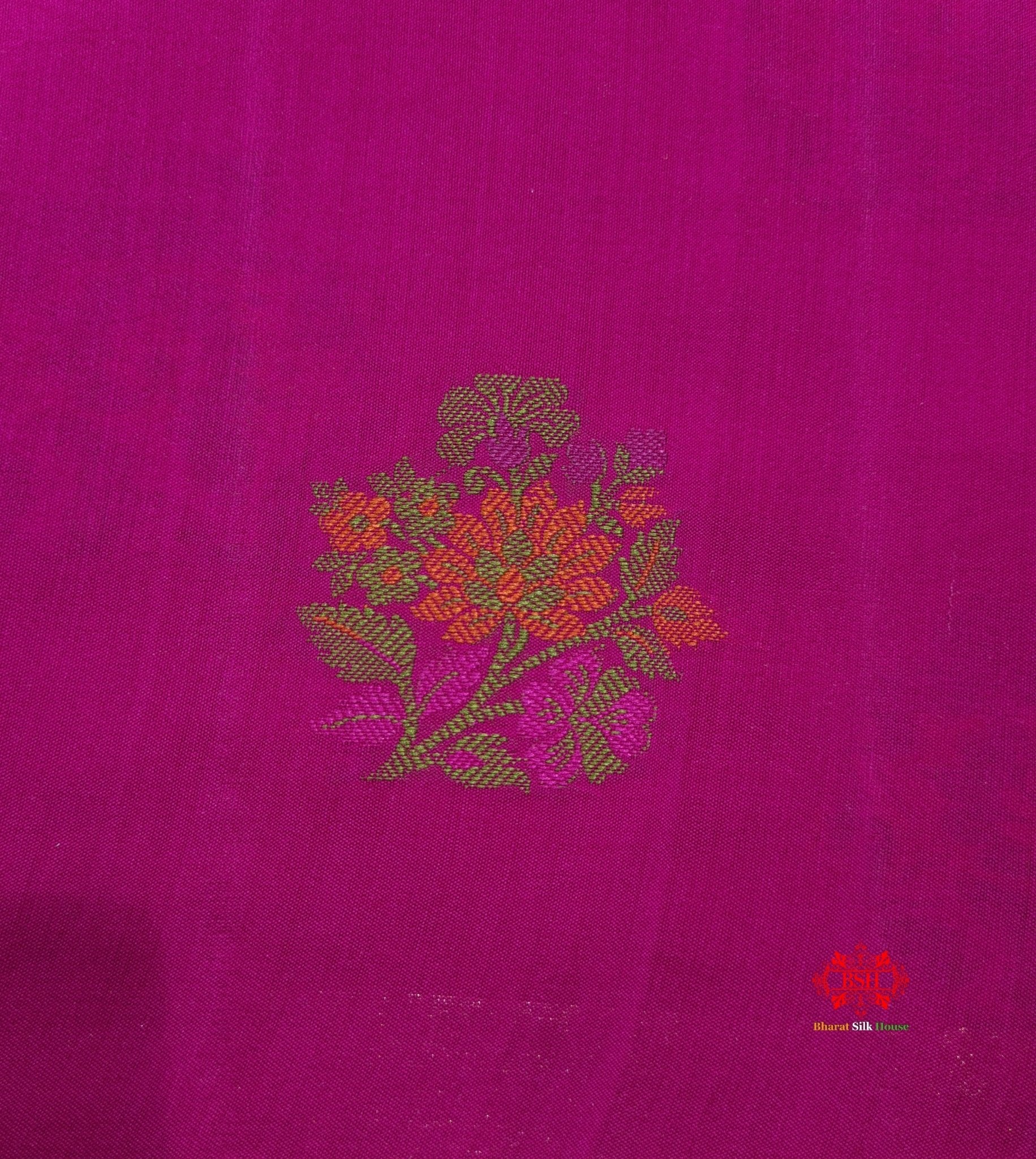 Shade Of Pink Pure Chiniya Silk Saree With Meena Floral Booti - Bharat Silk House Chiniya Saree