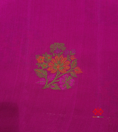 Shade Of Pink Pure Chiniya Silk Saree With Meena Floral Booti - Bharat Silk House Chiniya Saree