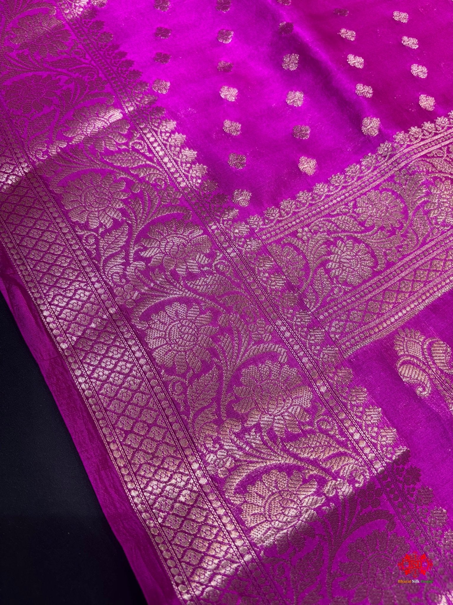 Shade Of Pink With Blue Border Pure Dupion Silk Saree - Bharat Silk House Dupion Silk