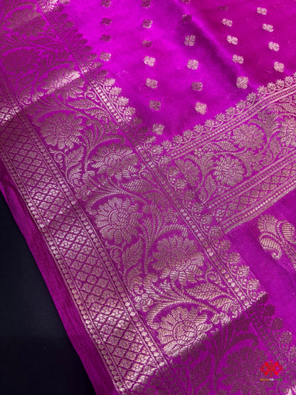 Shade Of Pink With Blue Border Pure Dupion Silk Saree - Bharat Silk House Dupion Silk