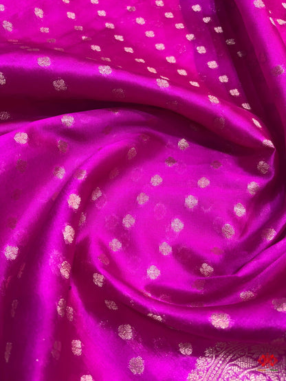 Shade Of Pink With Blue Border Pure Dupion Silk Saree - Bharat Silk House Dupion Silk