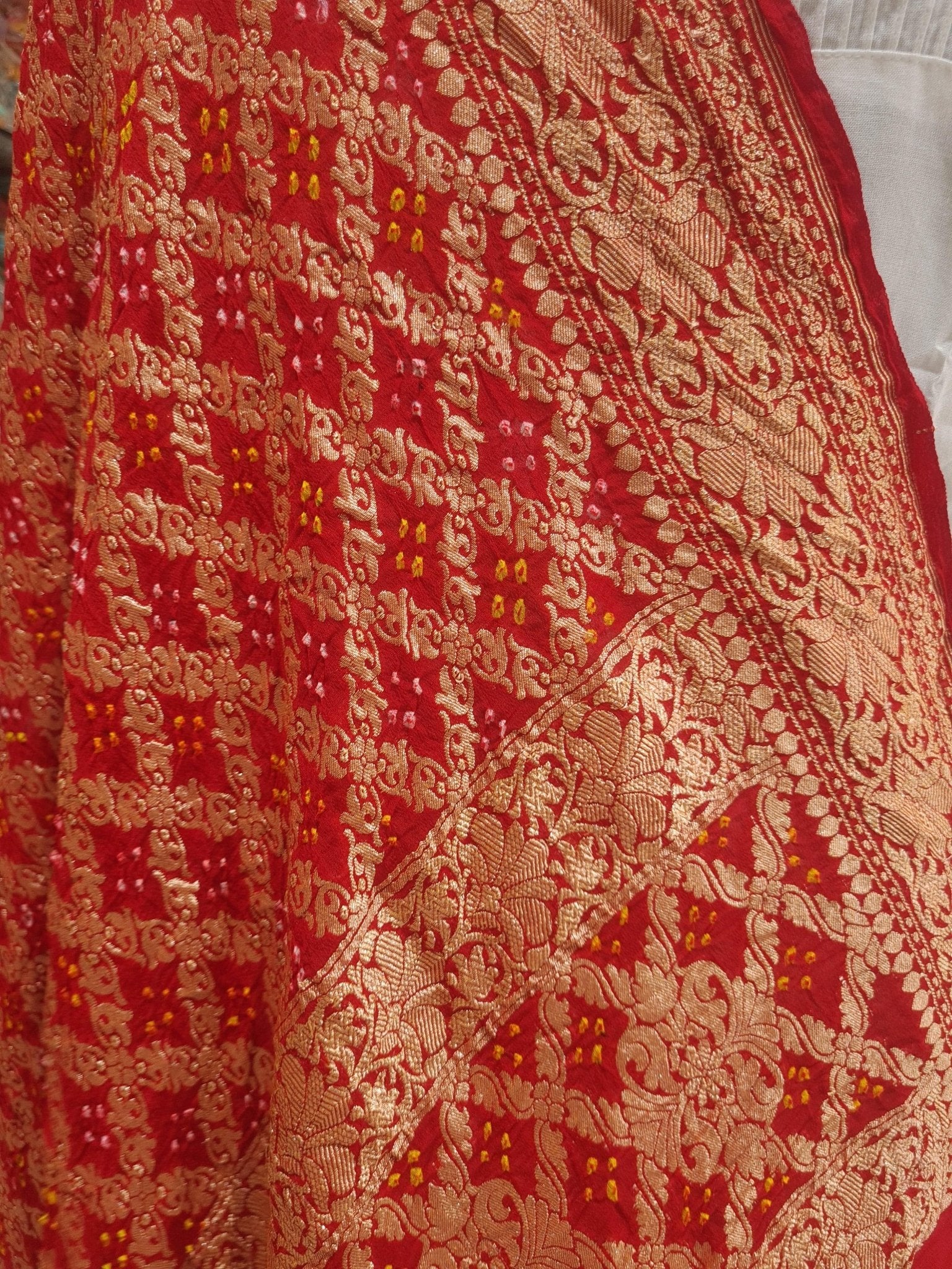 Shade Of Red Georgette Banarasi Handloom Bandhani Dupatta - Bharat Silk House Bandhej