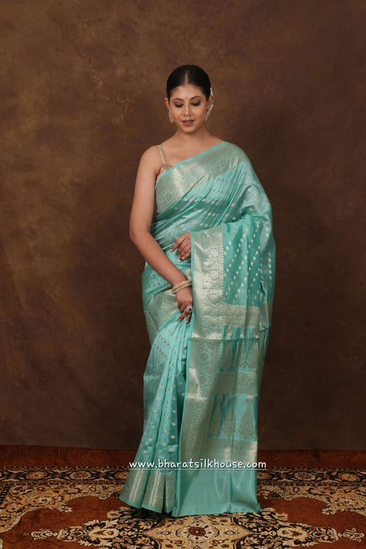 Shade Of Sea Green Pure Dupion Silk Saree - Bharat Silk House Dupion Silk