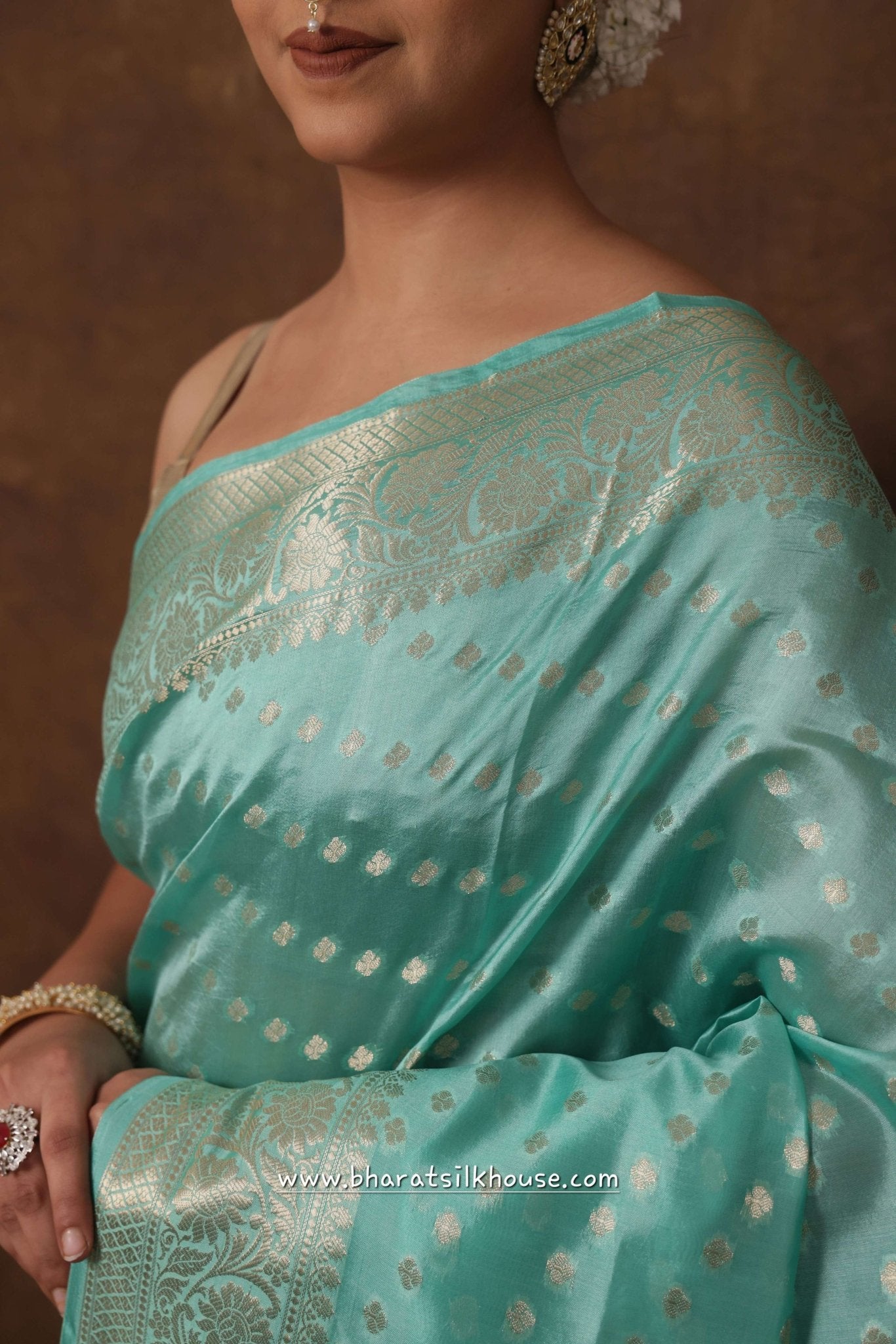 Shade Of Sea Green Pure Dupion Silk Saree - Bharat Silk House Dupion Silk