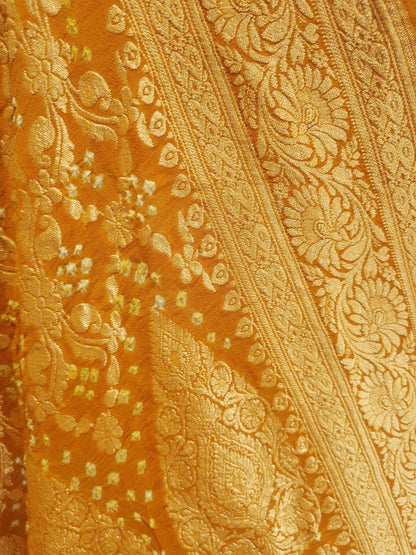 Shade Of Yellow Georgette Banarasi Handloom Bandhani Dupatta - Bharat Silk House Bandhej