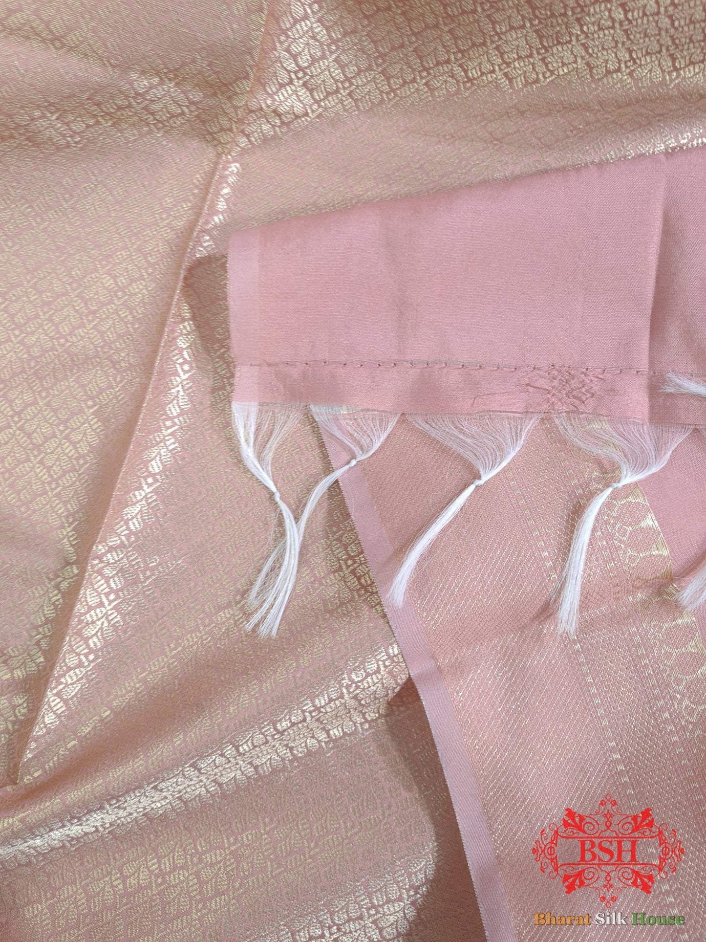 Shades Of Baby Pink Banarasi Brocade Semi Silk Dupatta - Bharat Silk House Semi - Silk