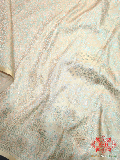 Shades Of Beige Dohri Resham Tanchoi Silk Saree - Bharat Silk House Tanchoi katan