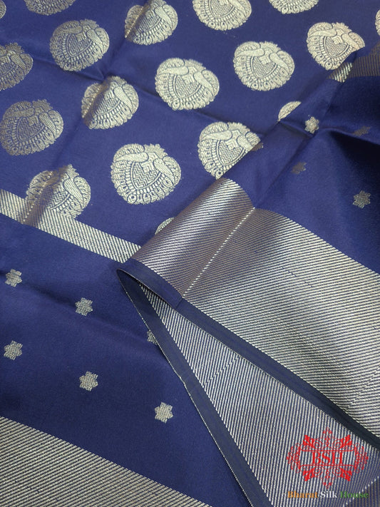 Shades Of Blue Banarasi Booti Semi Silk Dupatta - Bharat Silk House Semi Dupatte