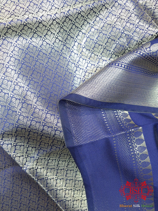 Shades Of Blue Banarasi Brocade Semi Silk Dupatta - Bharat Silk House Semi Dupatte