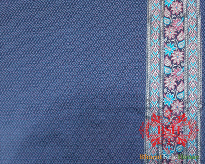 Shades Of Blue Dohri Resham Zari Booti Tanchoi Silk Saree - Bharat Silk House Tanchoi katan