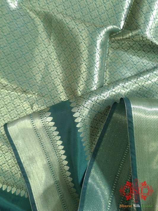 Shades Of Bottle Green Banarasi Brocade Semi Silk Dupatta - Bharat Silk House Semi Dupatte