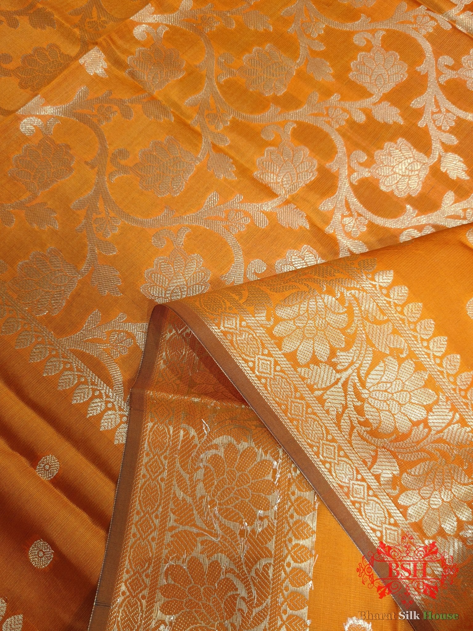 Shades Of Gazari Banarasi Floral Semi Silk Dupatta - Bharat Silk House Semi Dupatte