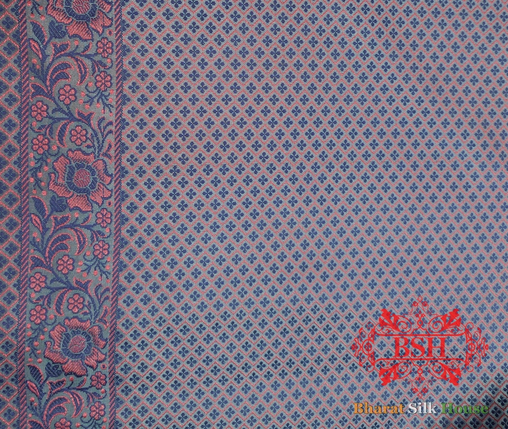 Shades Of Gray Dohri Resham Booti Tanchoi Silk Saree - Bharat Silk House Tanchoi katan