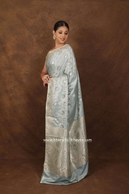 Shades Of Gray Single Zari Tanchoi Silk Saree - Bharat Silk House Tanchoi katan