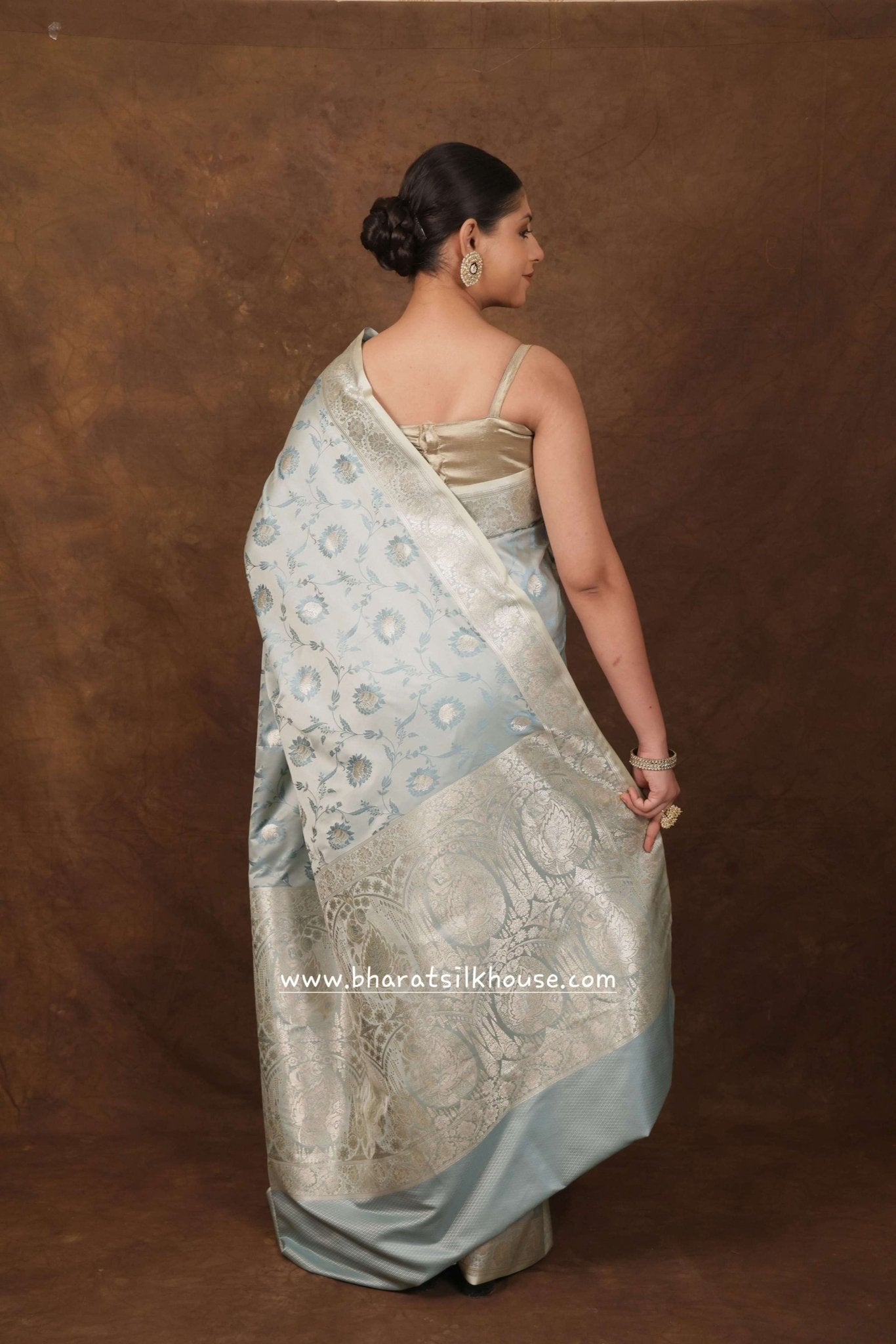 Shades Of Gray Single Zari Tanchoi Silk Saree - Bharat Silk House Tanchoi katan