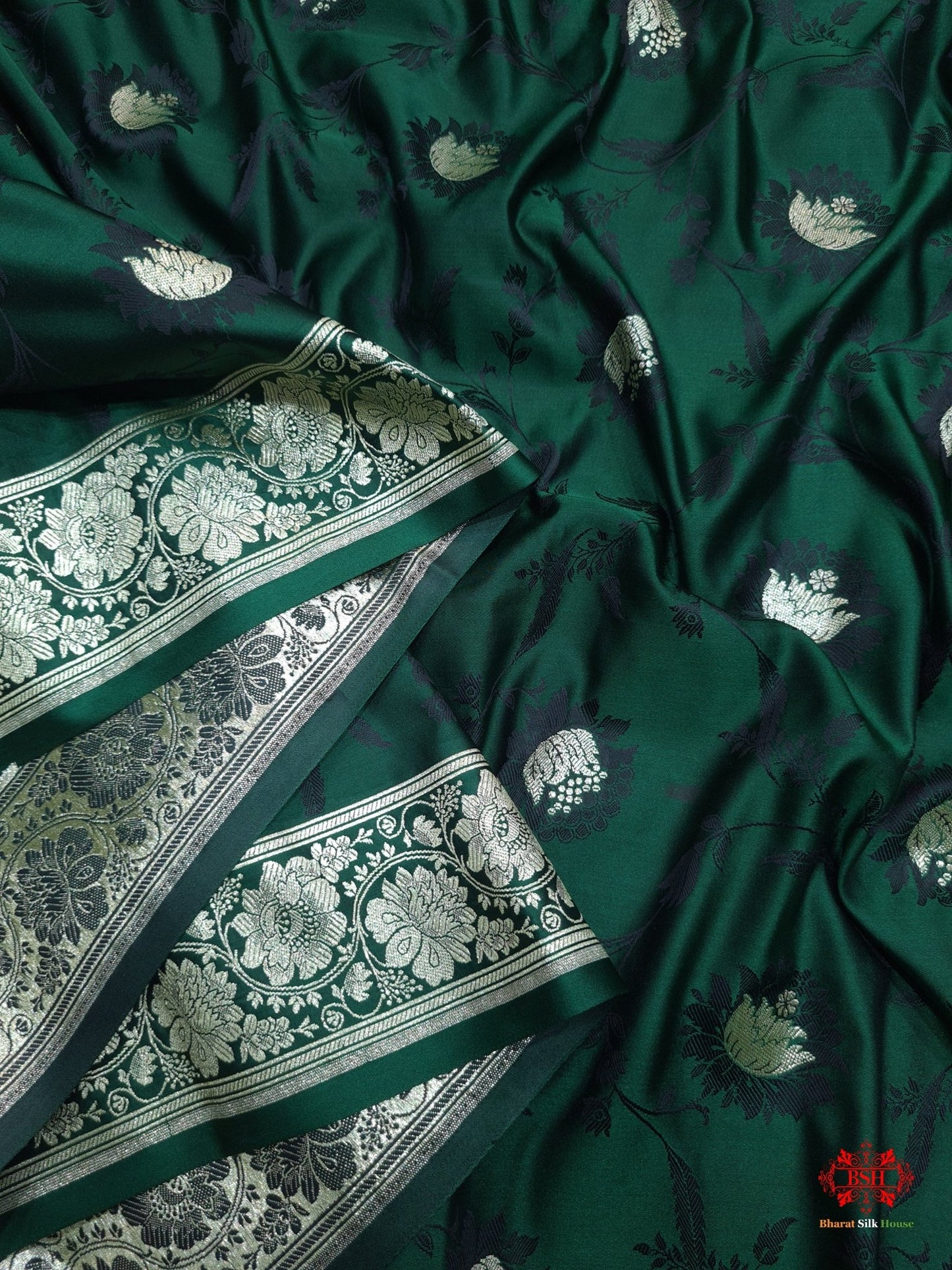 Shades Of Green Single Zari Tanchoi Silk Saree - Bharat Silk House Tanchoi katan