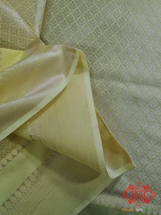 Shades Of LemonYellow Banarasi Brocade Semi Silk Dupattaa - Bharat Silk House Semi Dupatte