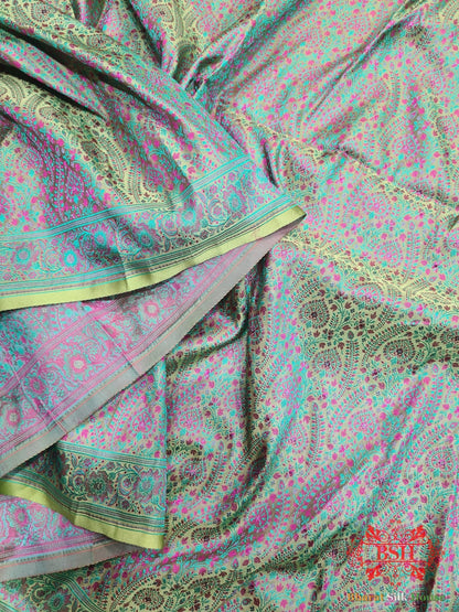 Shades Of Light Green Dohri Resham Tanchoi Silk Saree - Bharat Silk House Tanchoi katan