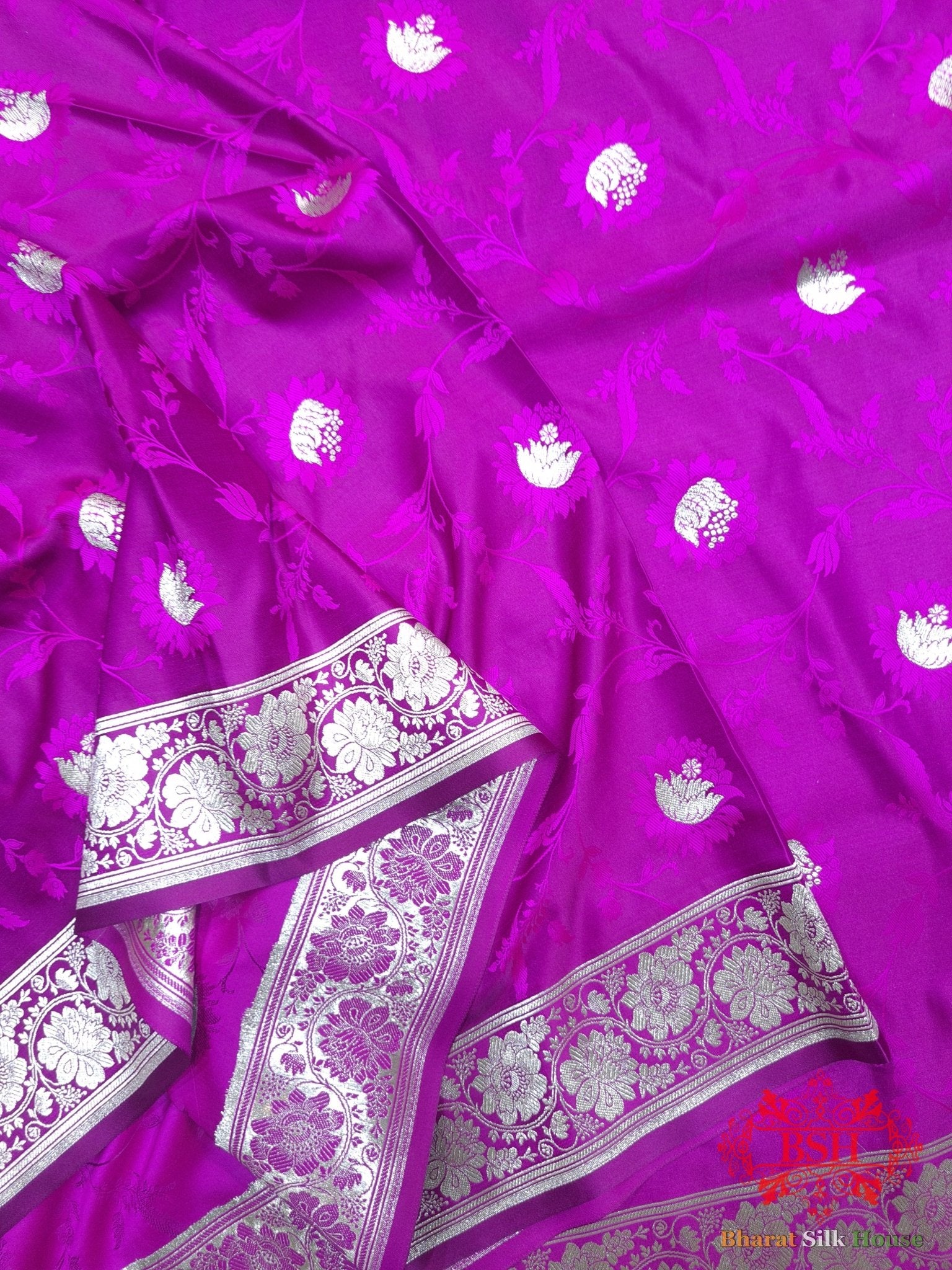 Shades Of Magenta Single Zari Tanchoi Silk Saree - Bharat Silk House Tanchoi katan