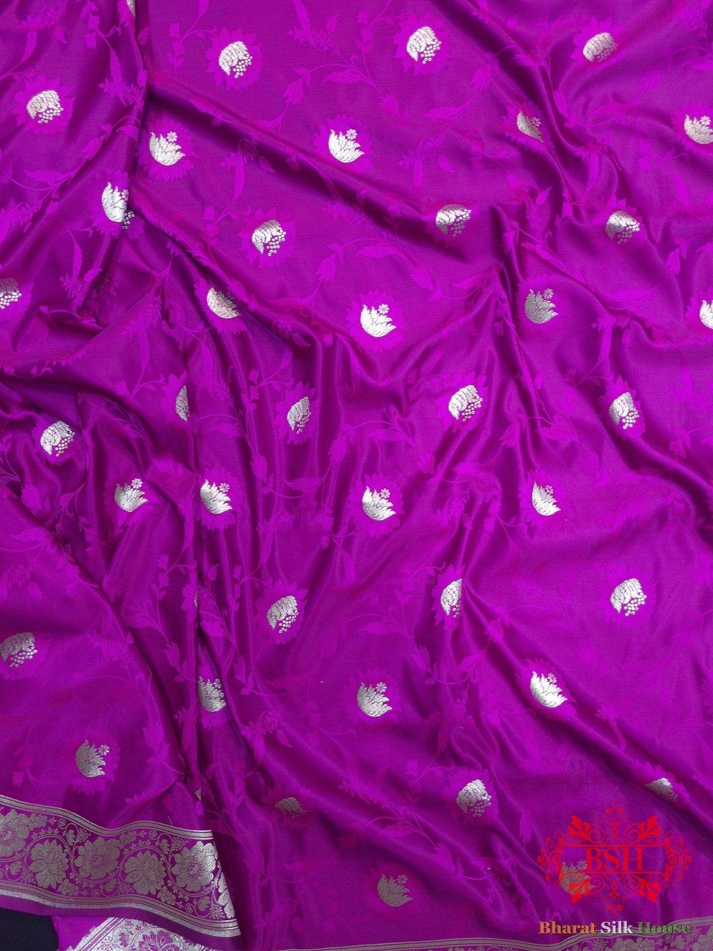 Shades Of Magenta Single Zari Tanchoi Silk Saree - Bharat Silk House Tanchoi katan