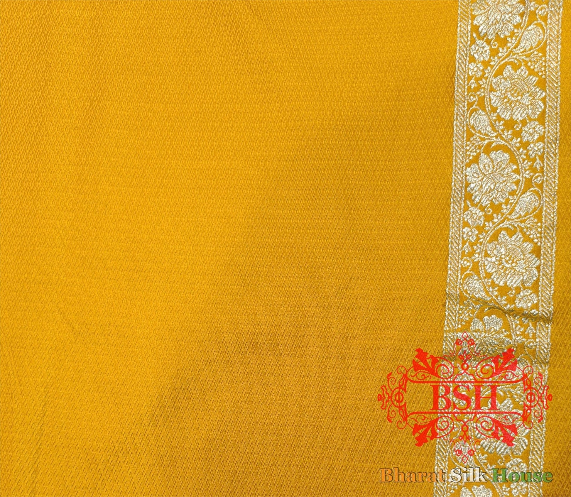 Shades Of Mustard Yellow Single Zari Tanchoi Silk Saree - Bharat Silk House Tanchoi katan