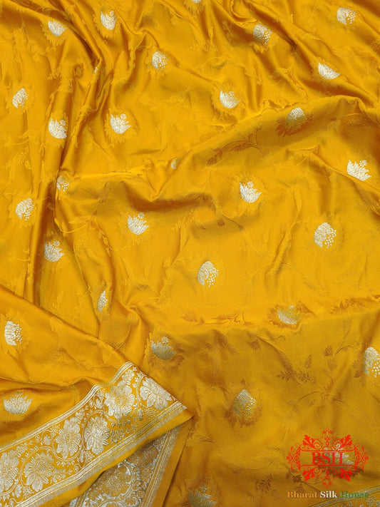 Shades Of Mustard Yellow Single Zari Tanchoi Silk Saree - Bharat Silk House Tanchoi katan