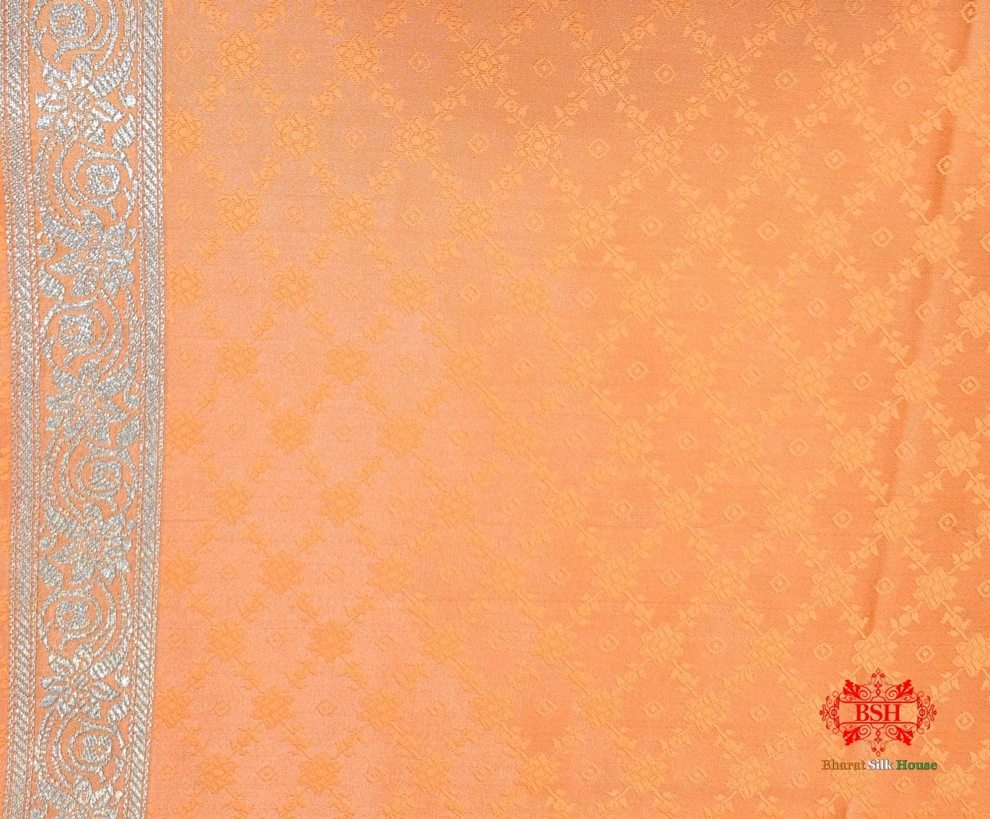 Shades Of Orange Single Zari Tanchoi Silk Saree - Bharat Silk House Tanchoi katan