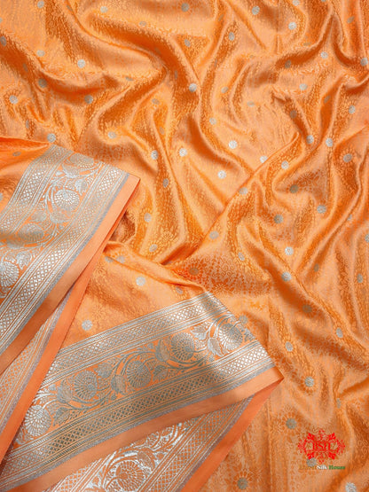 Shades Of Orange Single Zari Tanchoi Silk Saree - Bharat Silk House Tanchoi katan