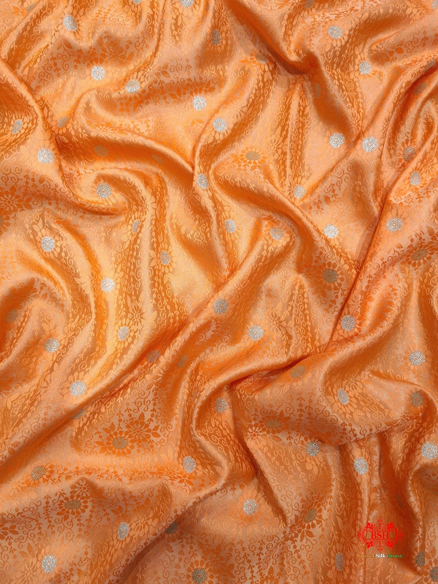 Shades Of Orange Single Zari Tanchoi Silk Saree - Bharat Silk House Tanchoi katan