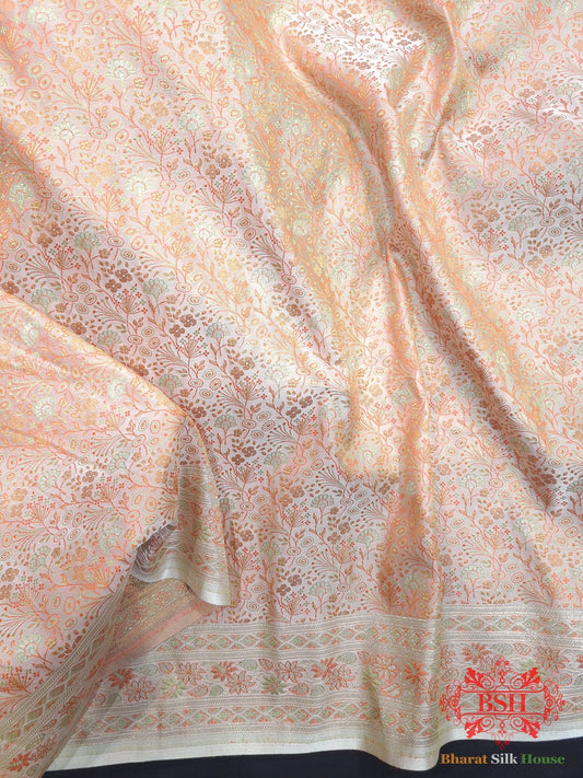 Shades Of Peach Color Dohri Resham Zari Booti Tanchoi Silk Saree - Bharat Silk House Tanchoi katan