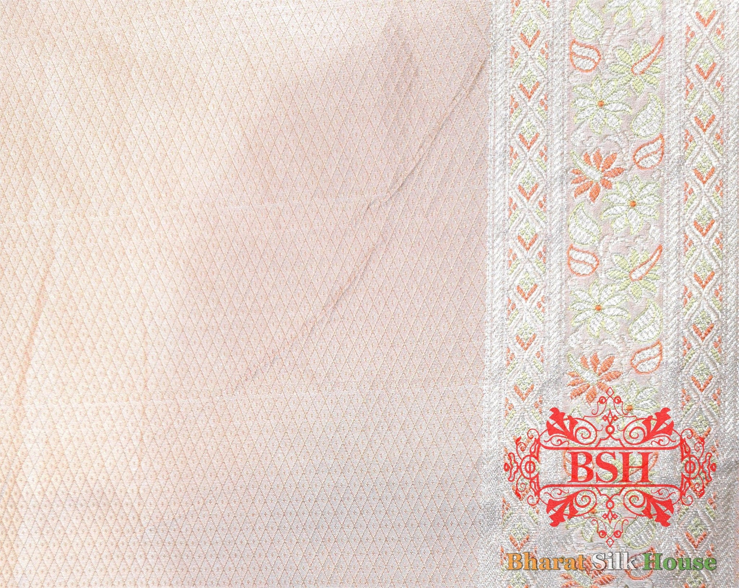 Shades Of Peach Color Dohri Resham Zari Booti Tanchoi Silk Saree - Bharat Silk House Tanchoi katan