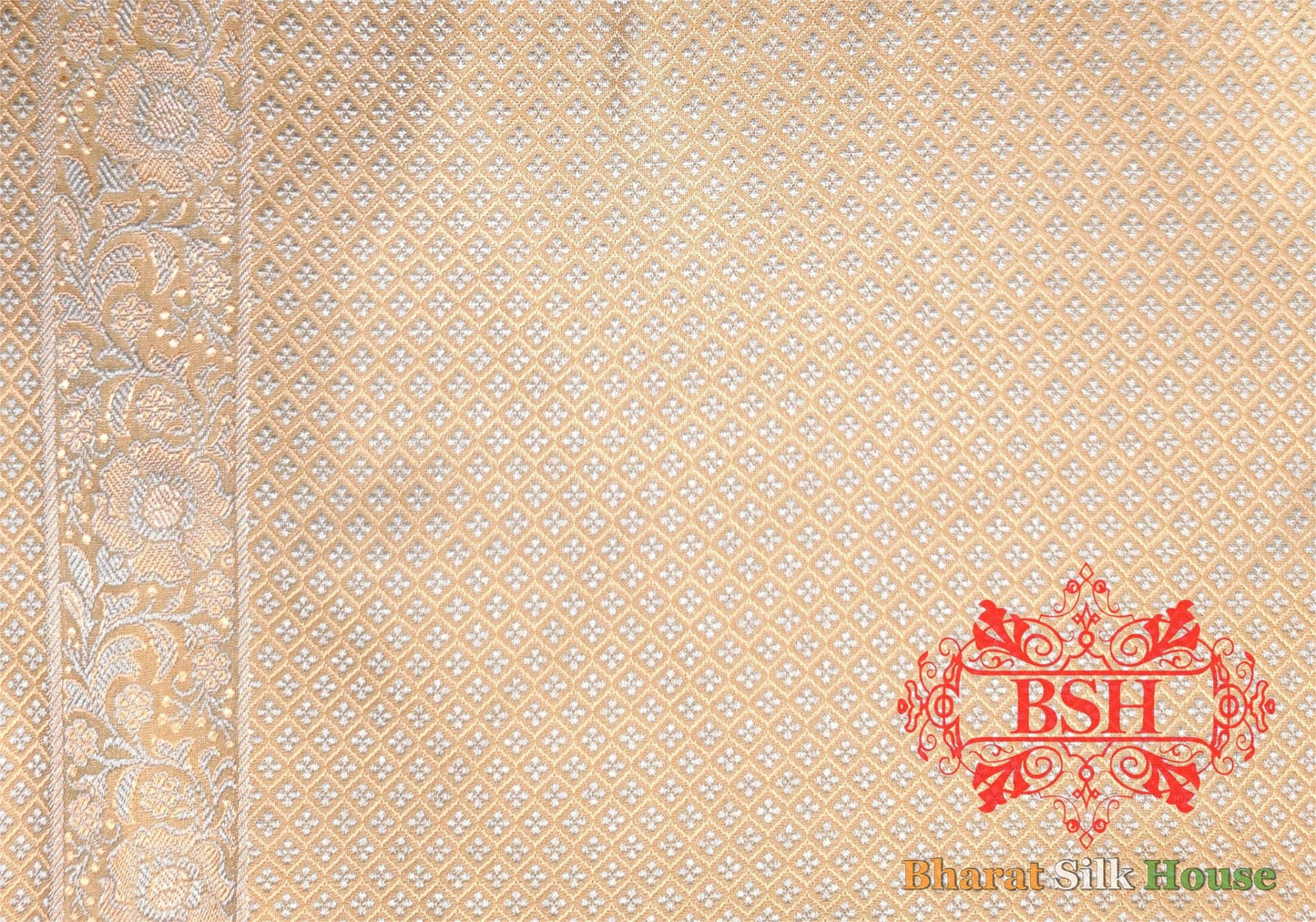 Shades Of Peach Dohri Resham Tanchoi Silk Saree - Bharat Silk House Tanchoi katan