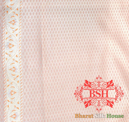 Shades Of Peach Dohri Resham Zari Booti Tanchoi Silk Saree - Bharat Silk House Semi - Silk