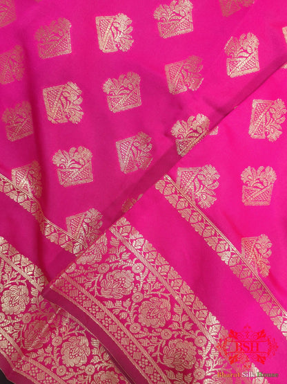 Shades Of Pink Banarasi Semi Silk Dupatta - Bharat Silk House Semi Dupatte