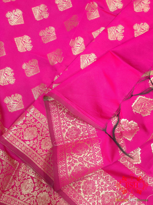 Shades Of Pink Banarasi Semi Silk Dupatta - Bharat Silk House Semi Dupatte