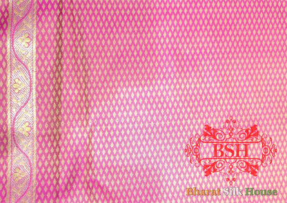 Shades Of Pink Dohri Resham Zari Booti Tanchoi Silk Saree - Bharat Silk House Semi - Silk