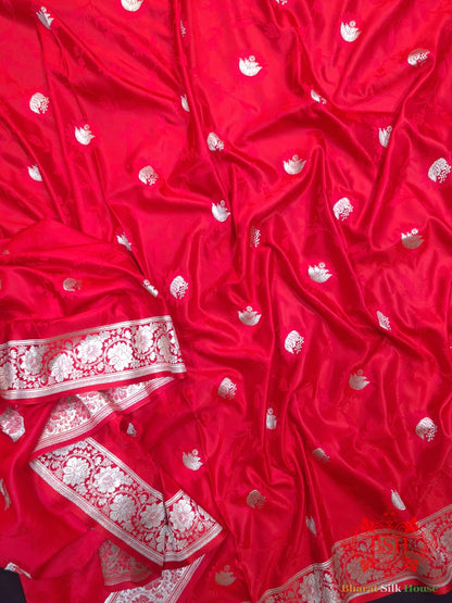 Shades Of Red Single Zari Tanchoi Silk Saree - Bharat Silk House Tanchoi katan