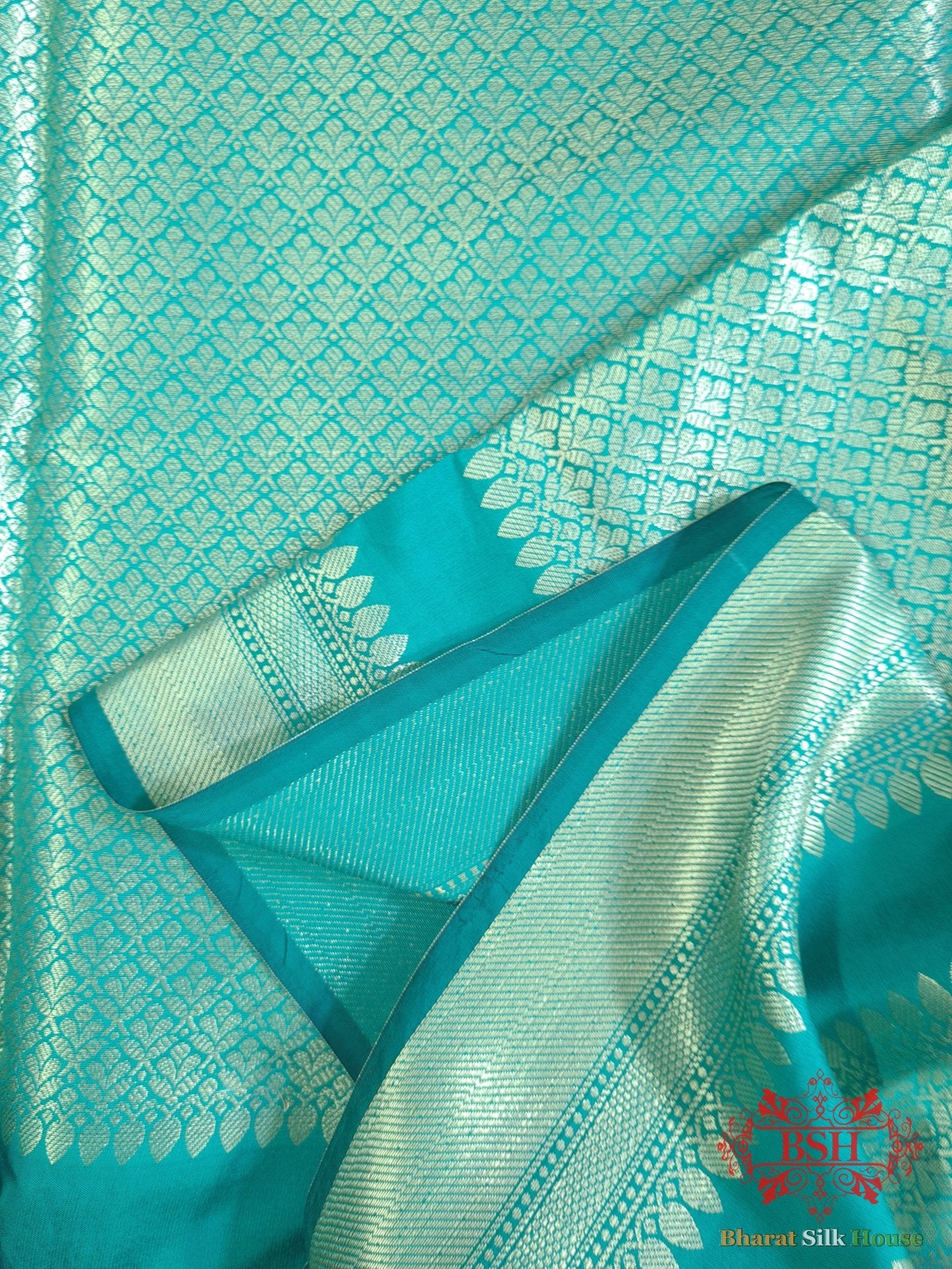 Shades Of Sky Blue Banarasi Brocade Semi Silk Dupatta - Bharat Silk House Semi Dupatte