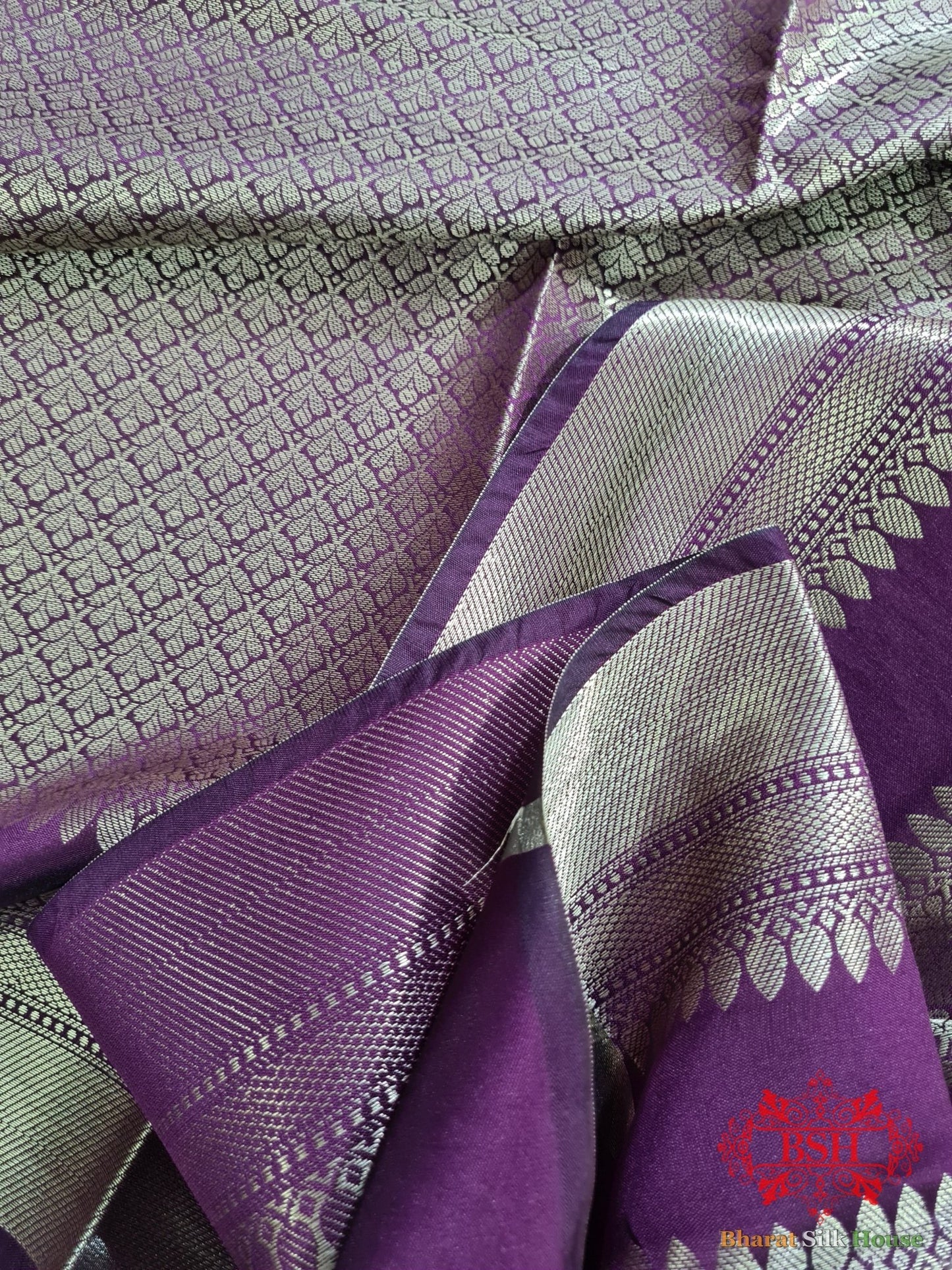 Shades Of Violet Banarasi Brocade Semi Silk Dupatta - Bharat Silk House Semi Dupatte