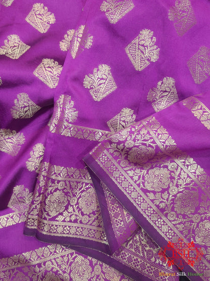 Shades Of Violet Banarasi Semi Silk Dupatta - Bharat Silk House Semi Dupatte