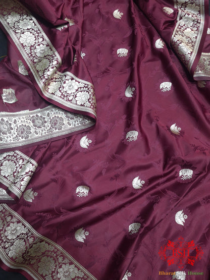 Shades Of Wine Single Zari Tanchoi Silk Saree - Bharat Silk House Tanchoi katan