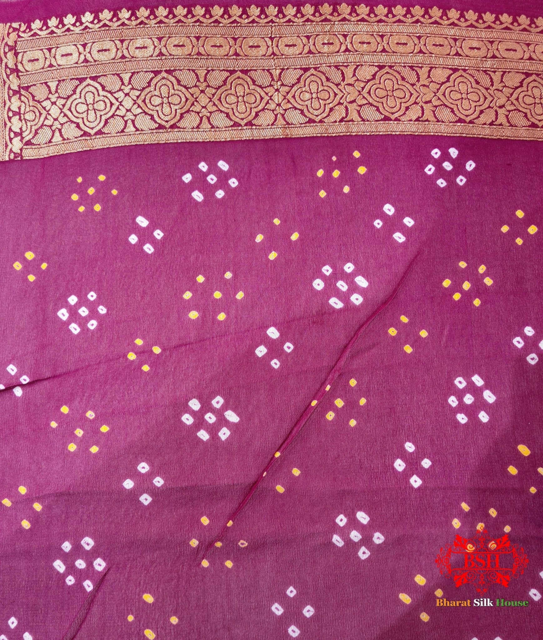 Ten Color Handbrush Dyed Pure Georgette Bandhej Banarasi Handloom Saree - Bharat Silk House Bandhej