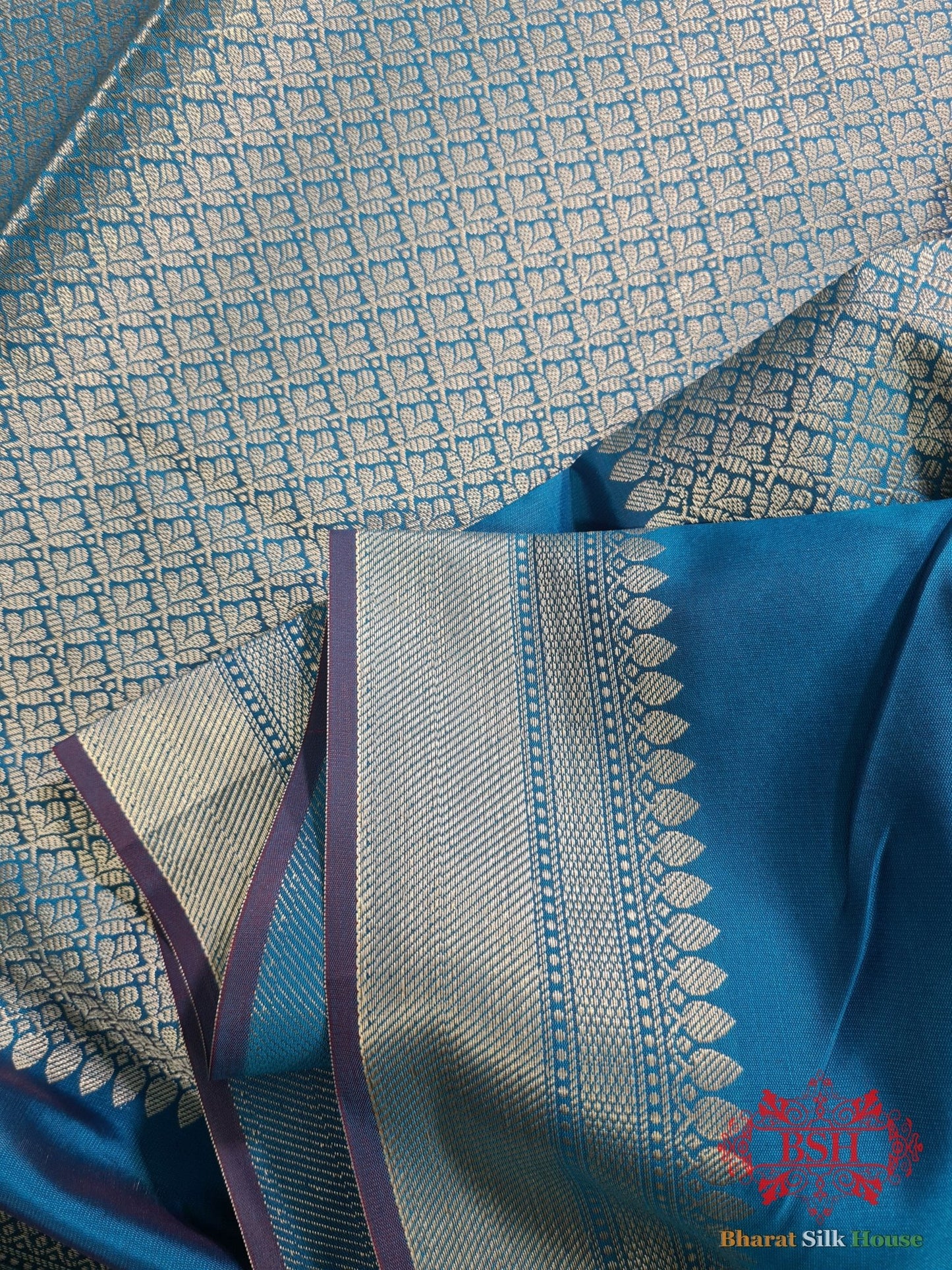 Tufts Shades Of Blue Banarasi Brocade Semi Silk Dupatta - Bharat Silk House Semi Dupatte