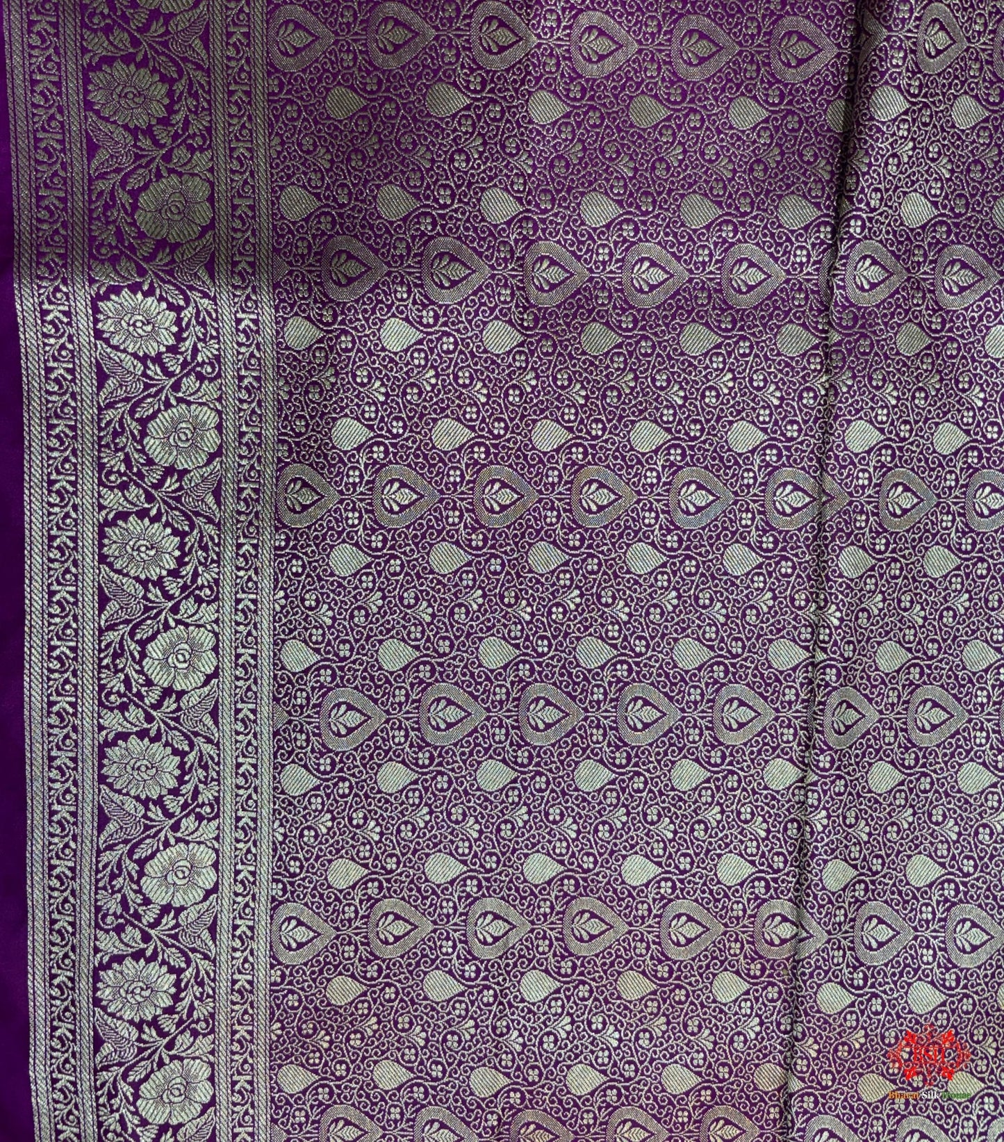 Violet Mashru Silk All Over Booti With Jaal Blouse Design Saree - Bharat Silk House Mashroo Silk