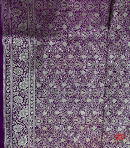 Violet Mashru Silk All Over Booti With Jaal Blouse Design Saree - Bharat Silk House Mashroo Silk