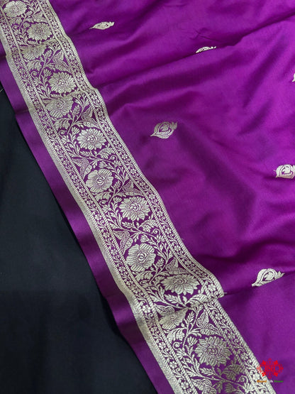 Violet Mashru Silk All Over Booti With Jaal Blouse Design Saree - Bharat Silk House Mashroo Silk