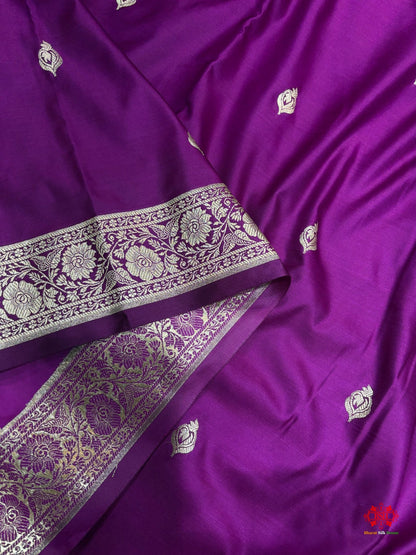 Violet Mashru Silk All Over Booti With Jaal Blouse Design Saree - Bharat Silk House Mashroo Silk